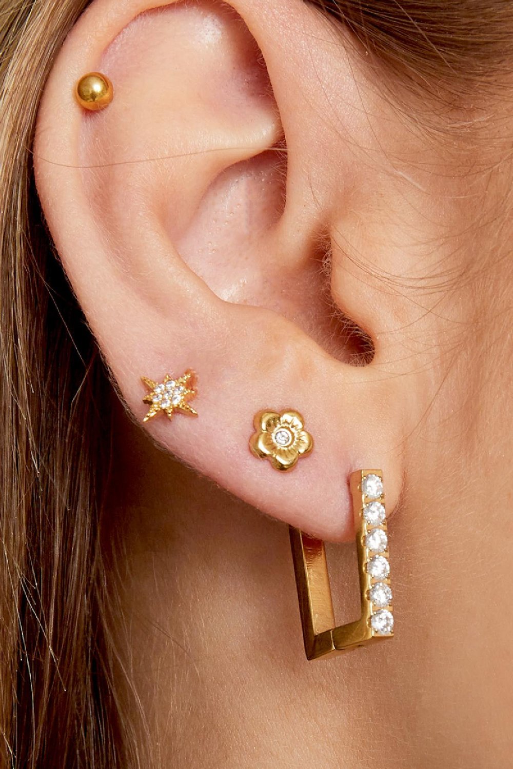 Earrings Flower Gold Color Stainless Steel h5Picture2
